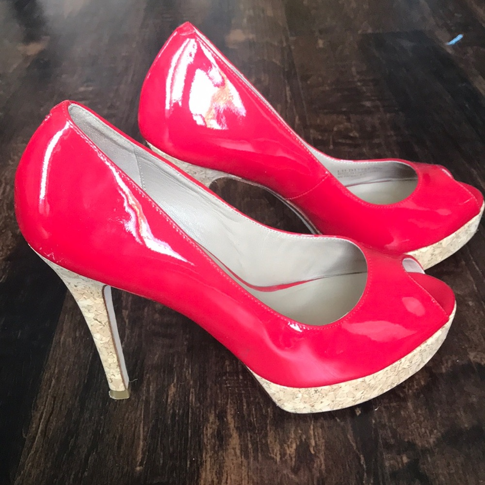 GORGEOUS Cole Haan Patent Red Peep Toe Pumps 7.5